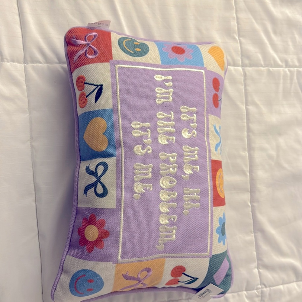Francesca's IT'S ME, HI.  I'M THE PROBLEM, IT'S ME Swiftie Inspired Pillow. NEW